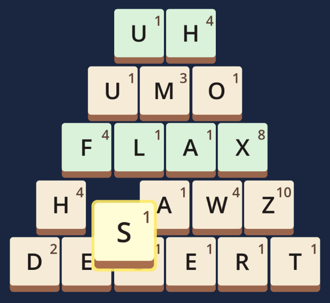Drag tiles to form valid words